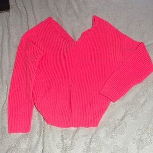 Love Tree Bright Pink V-Neck Sweater